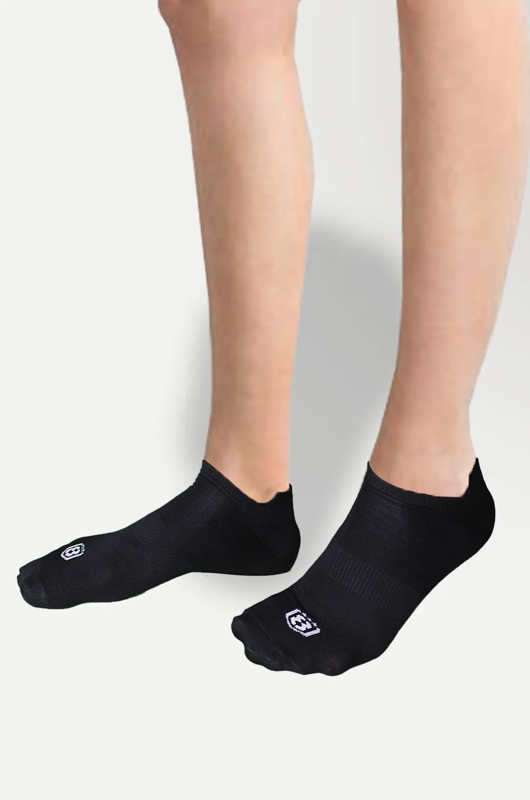 Nylon Low Ankle Socks With Rubber Grip  - Black