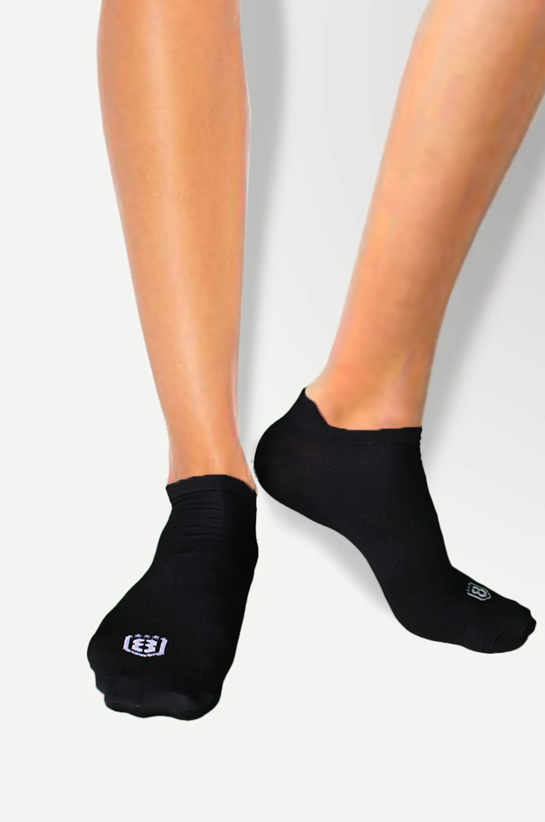 Nylon Low Ankle Socks With Rubber Grip  - Black