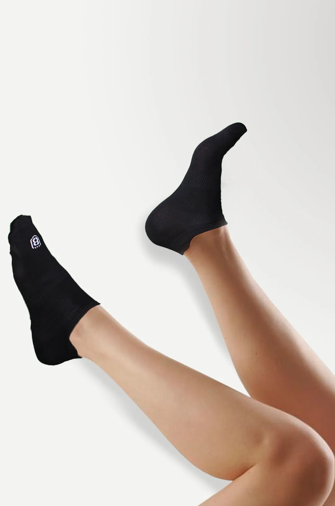 Nylon Low Ankle Socks With Rubber Grip  - Black