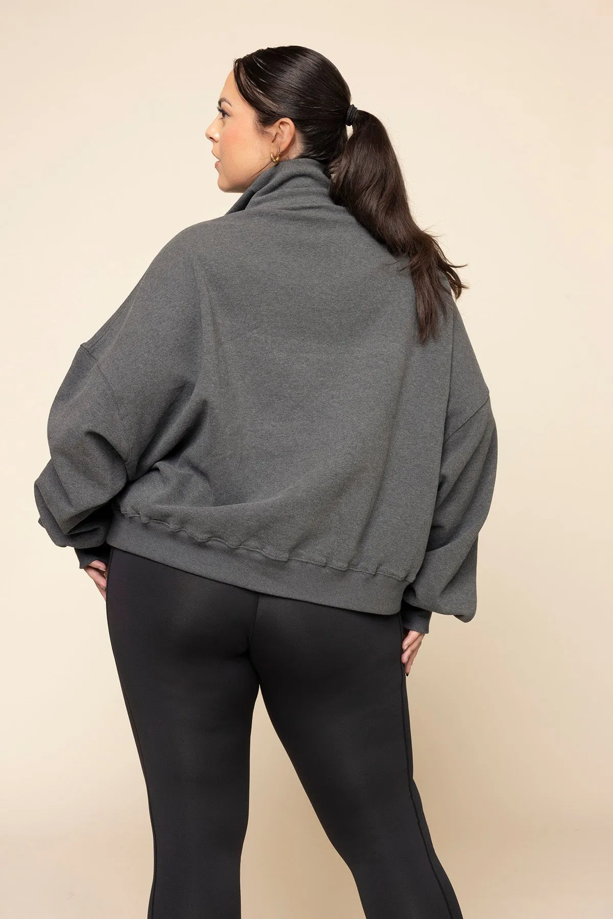 Ooey Gooey Half Zip Sweater - Charcoal Heather