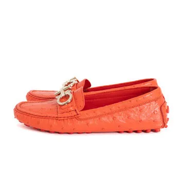 Orange Ostrich Driving Shoes