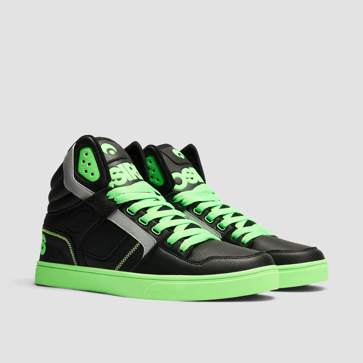 Osiris Clone High Top Shoes - Black/Black/Green