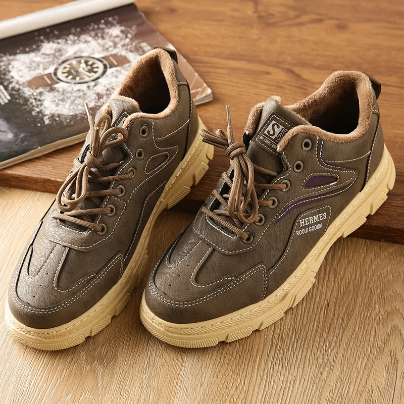 Outdoor Sneaker Mens Work Shoes Plush fleece to keep warm Anti-slip and wear-resistant