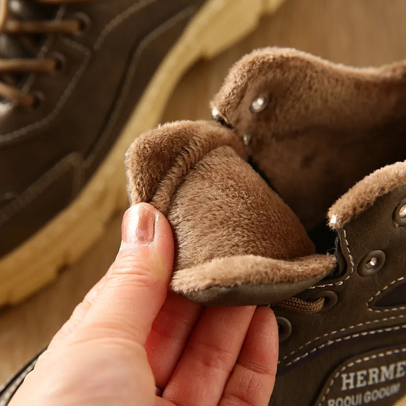 Outdoor Sneaker Mens Work Shoes Plush fleece to keep warm Anti-slip and wear-resistant