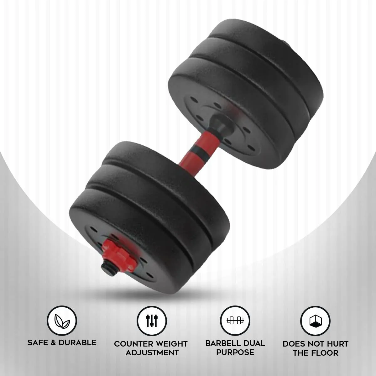 PDS-20P  Adjustable PVC Cement Dumbbells with Non-Slip Handle and Adjustable Weight Plates Set - Black