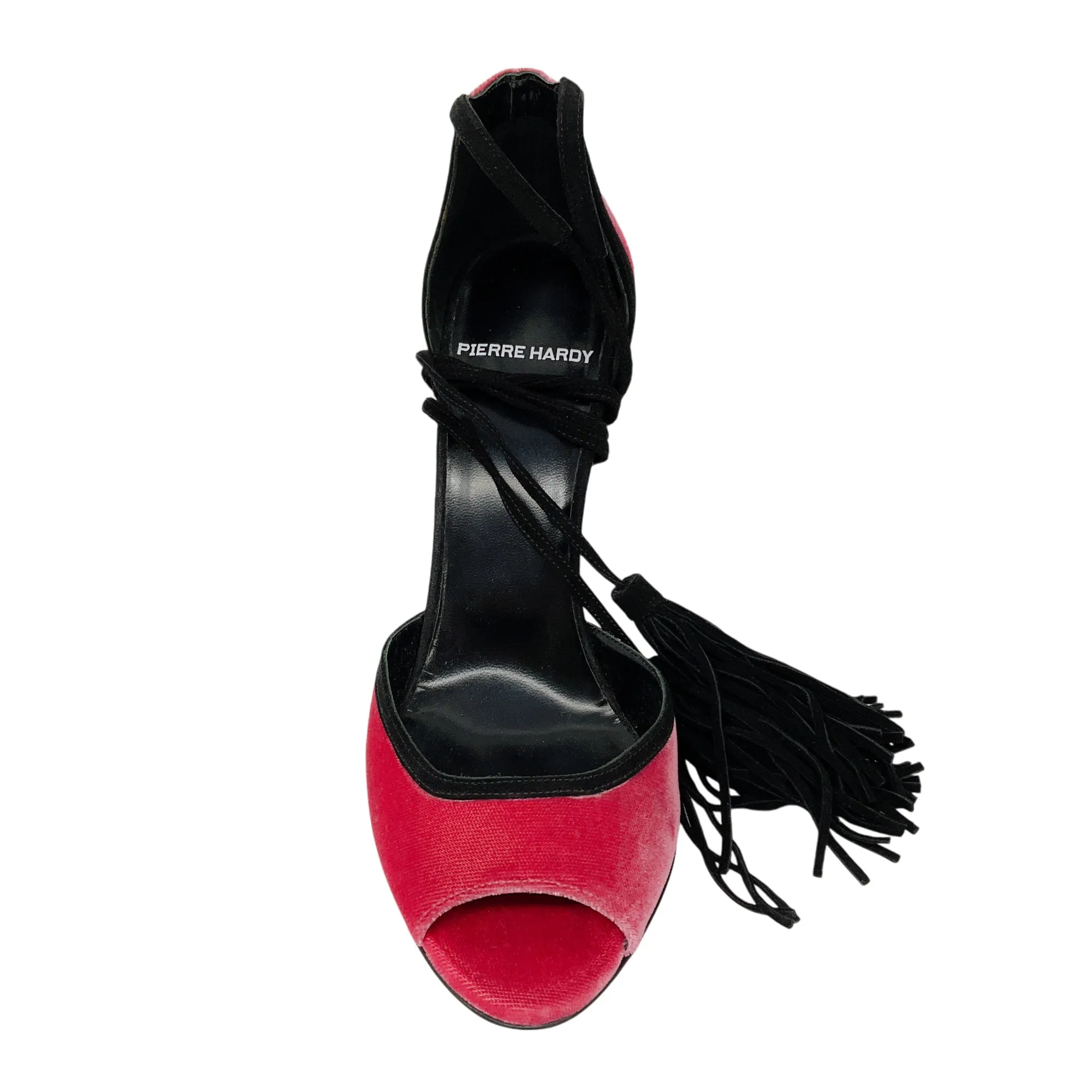 Pierre Hardy Majorelle Pink / Black Suede Trimmed Velvet Sandals