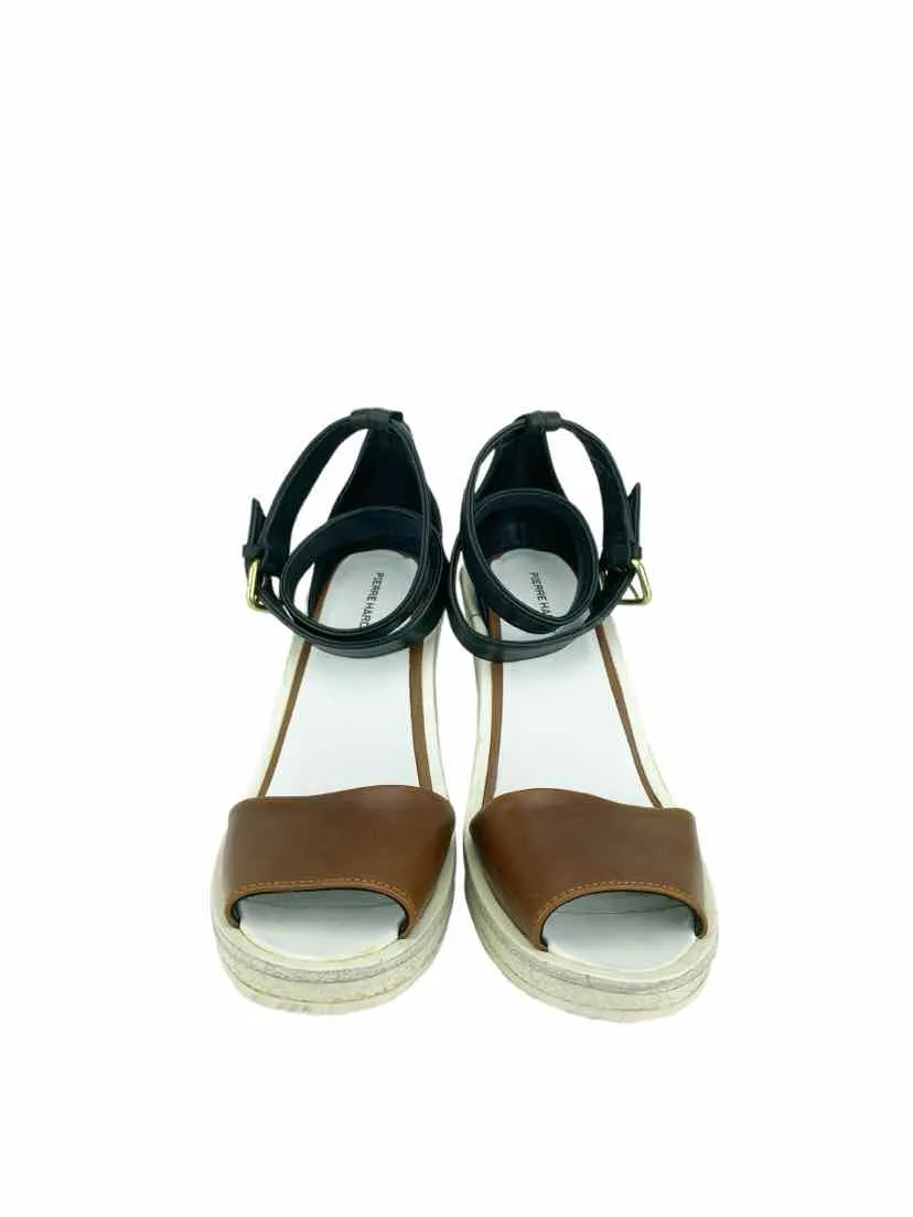 Pierre Hardy Women's Leather Wedge Sandals Black Brown Size 37 (US 7)