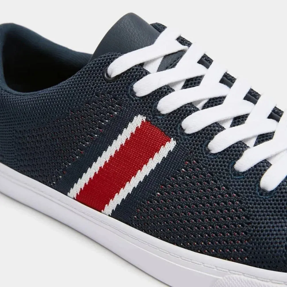 Pull & Bear W Knit Stripe Lace-up Trainers - NVY