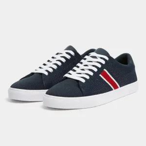 Pull & Bear W Knit Stripe Lace-up Trainers - NVY