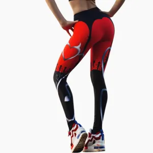 QICKITOUT  Women's Workout Fitness Active Wear Leggings in Racy Print