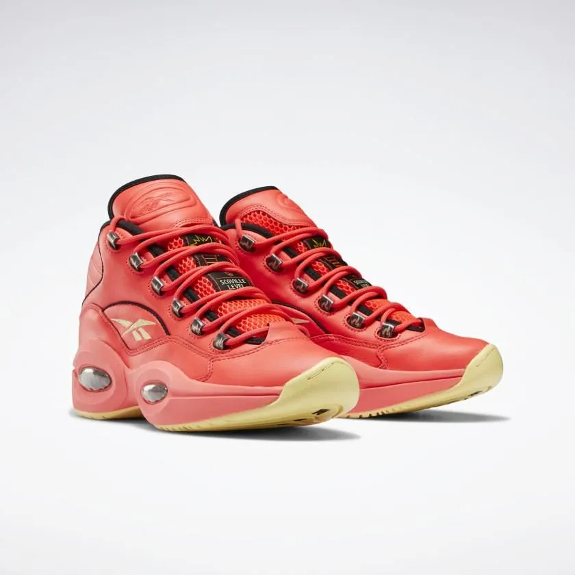 Reebok Men's Hot Ones Question Mid Shoes - Neon Cherry Orange / Black / Yellow