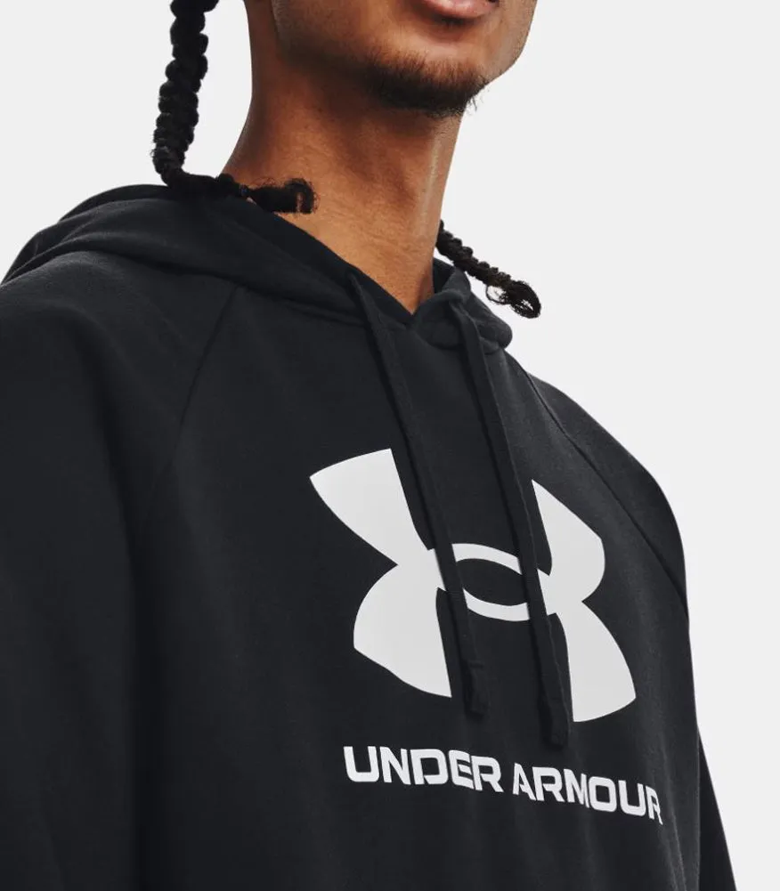 Rival Fleece Logo Hoodie in Black by Under Armour