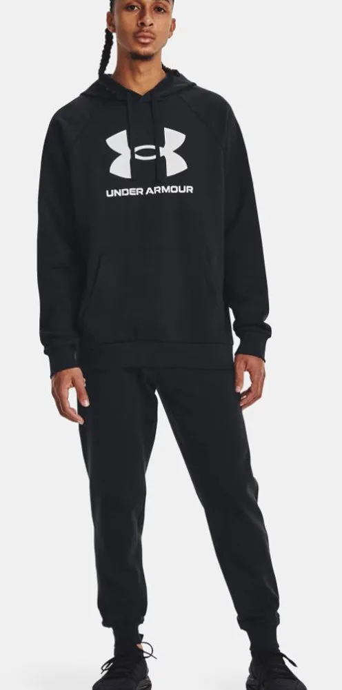 Rival Fleece Logo Hoodie in Black by Under Armour