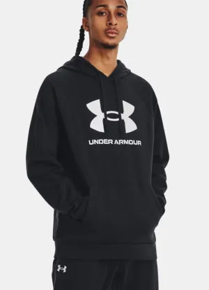 Rival Fleece Logo Hoodie in Black by Under Armour