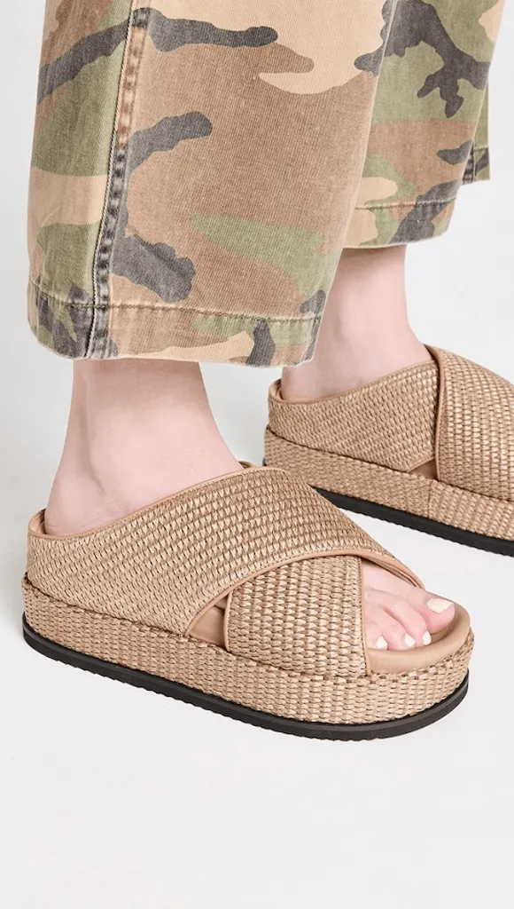 ROAM Cross Stack Raffia Platform Sandals