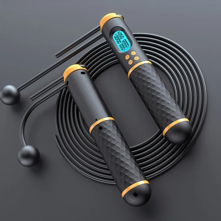 Rope / Cordless Dual-use Version Student Exam Exercise Fitness Smart Counting Skipping Rope with Load Weight(Black Yellow)