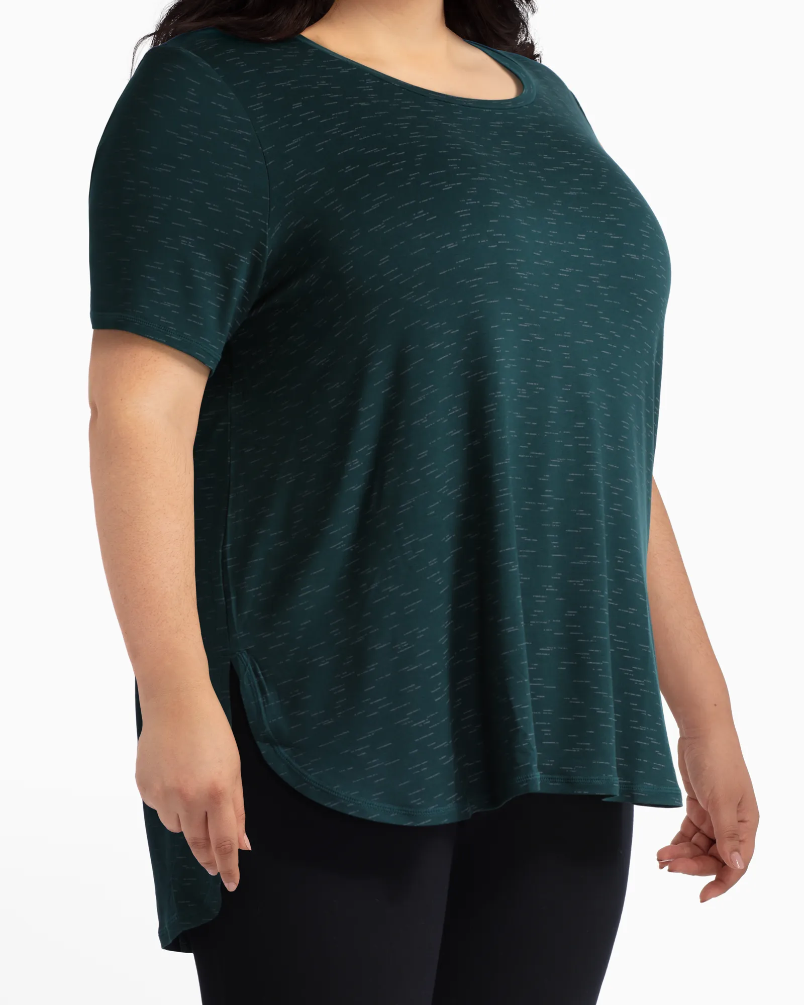 Rosebud Casual High-Low Tee | Forest Green