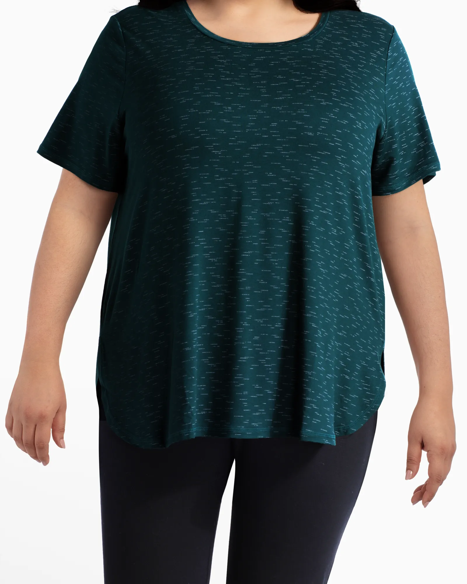 Rosebud Casual High-Low Tee | Forest Green