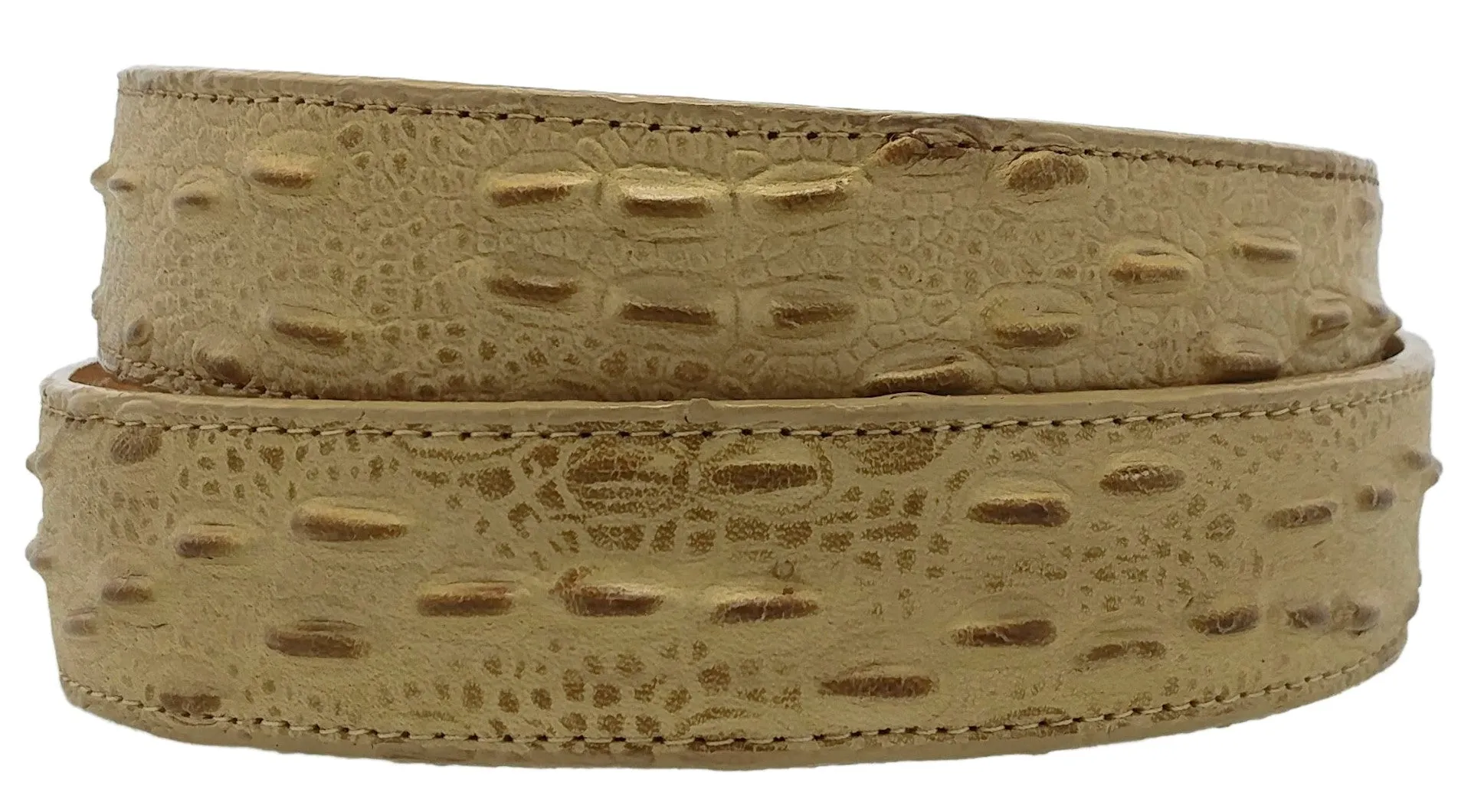 Sand Western Belt Iguana Print Leather - Rodeo Buckle