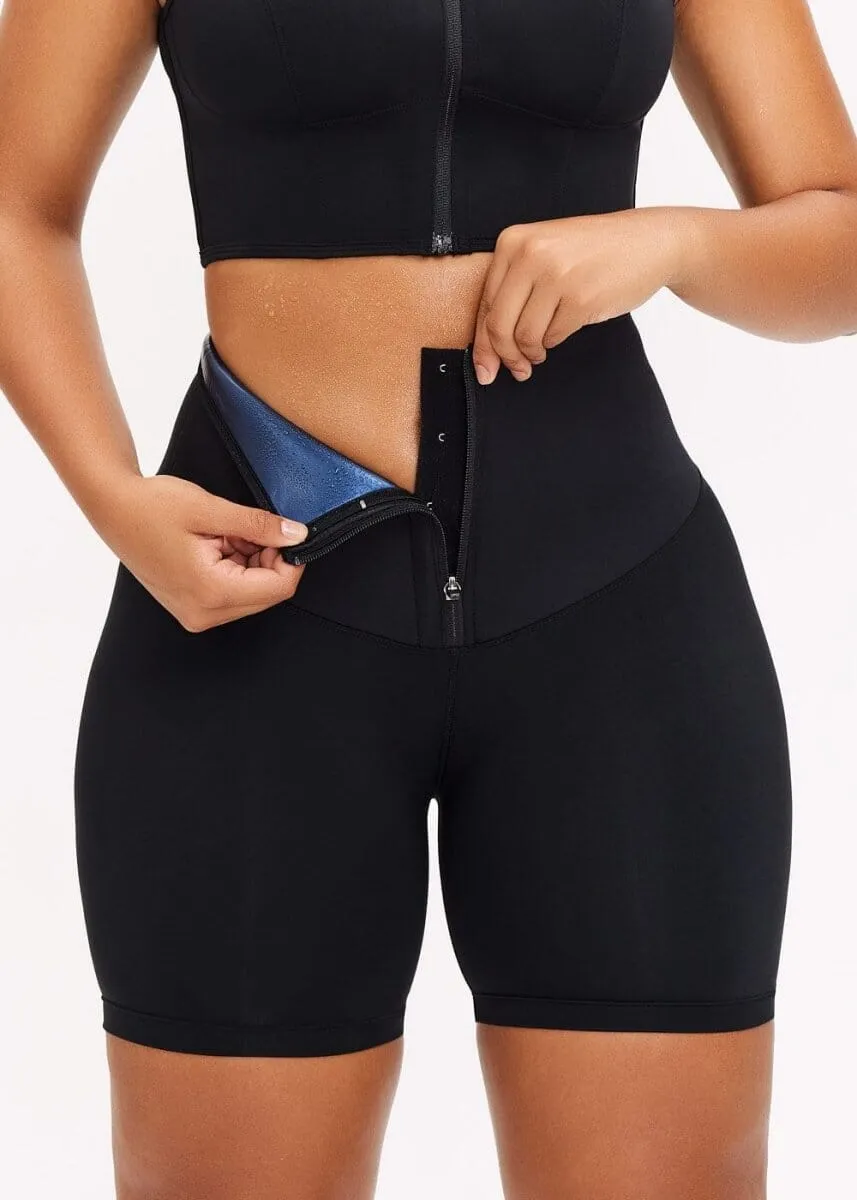 SaunaSculpt Zip Workout Shorts