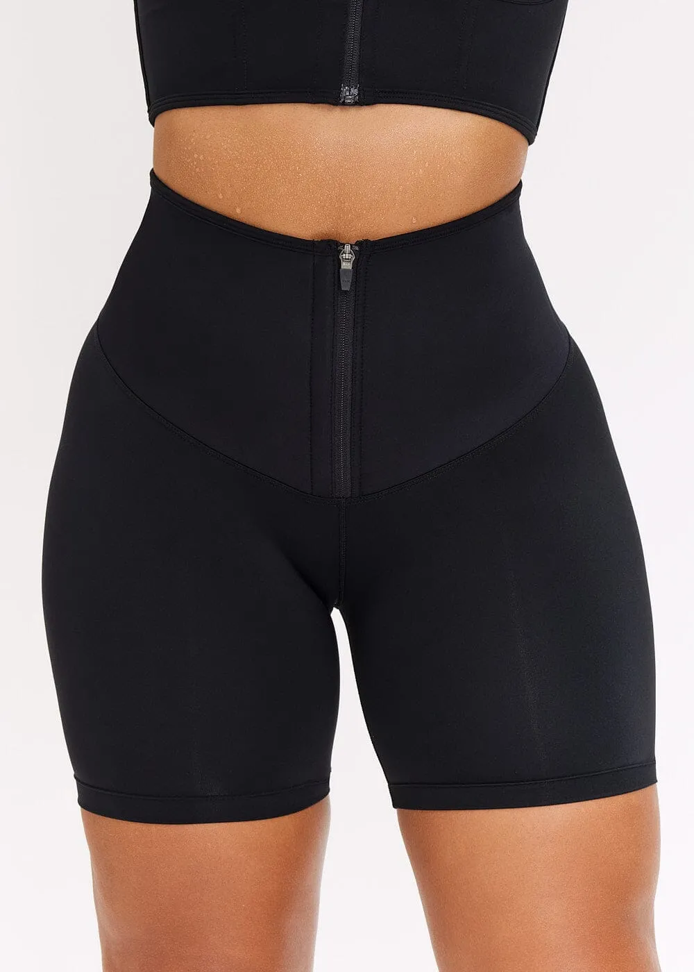 SaunaSculpt Zip Workout Shorts