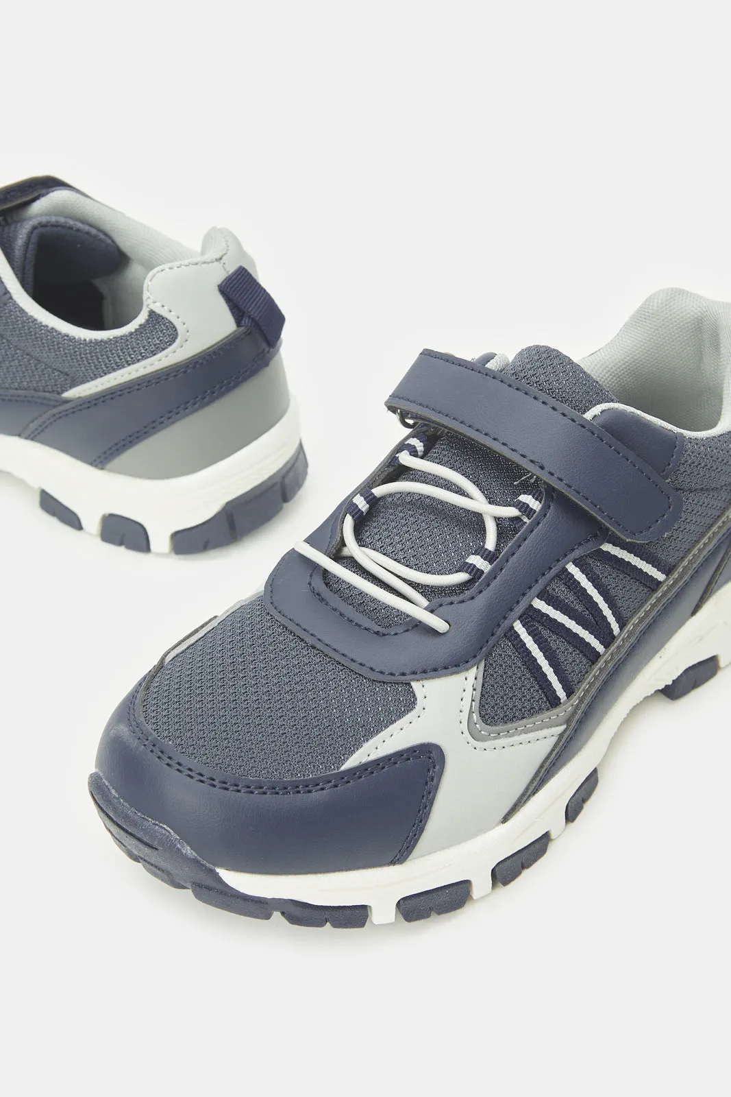 Senior Boys Navy Overlayed Trekker Sneakers