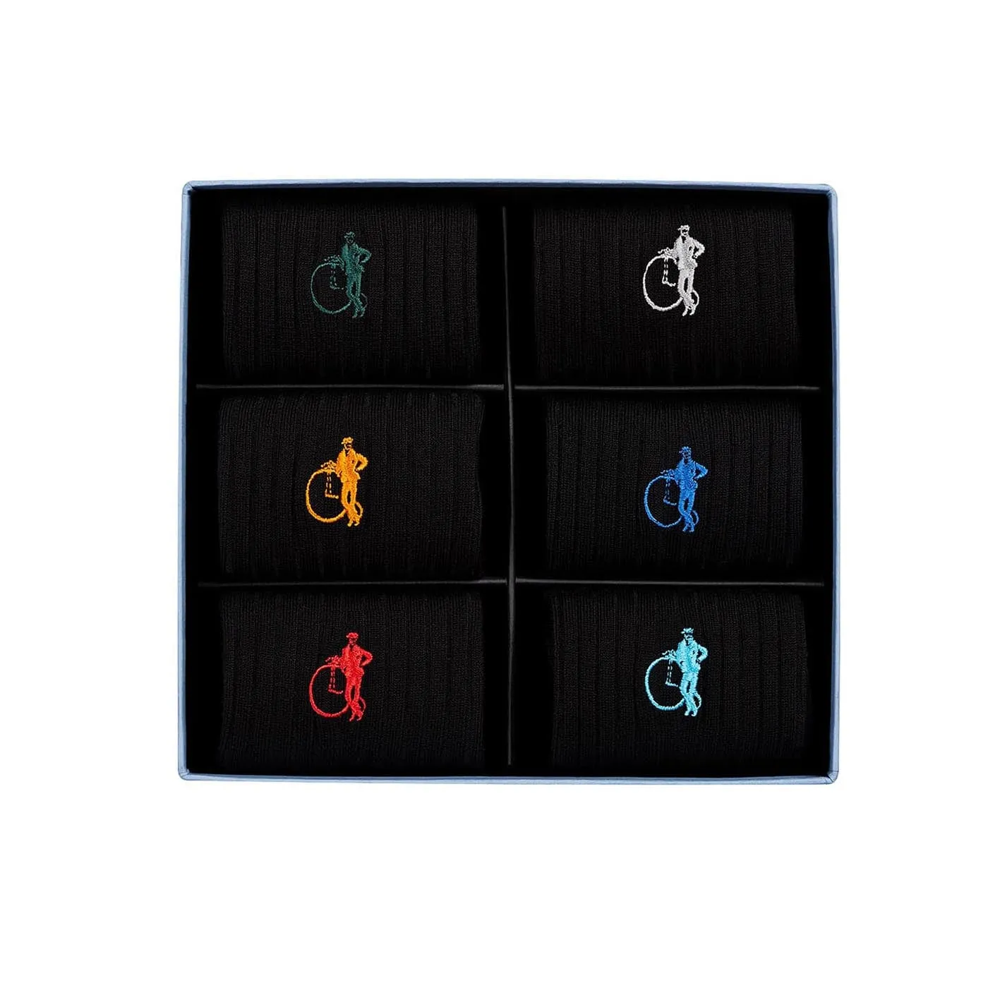 Simply Sartorial Socks - 6 Pair Gift Box - Black