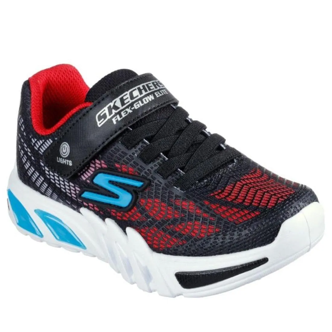 Skechers Boys Light Ups S Lights Flex Glow Elite Vorlo Black/Red/Blue