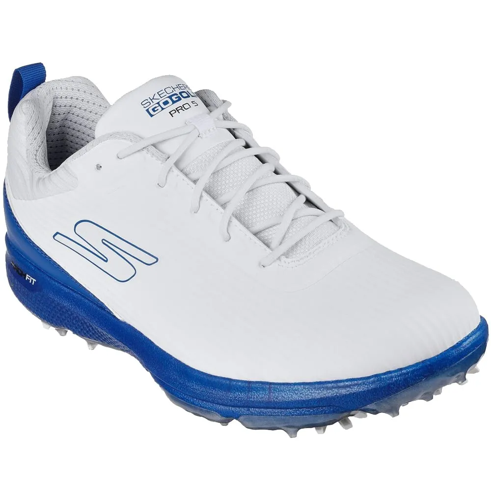 Skechers Go Golf Pro 5 Hyper Spiked Waterproof Shoes - White/Blue