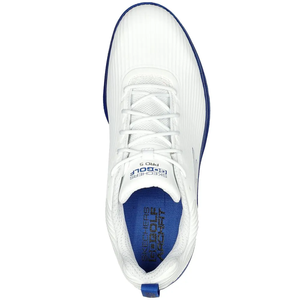 Skechers Go Golf Pro 5 Hyper Spiked Waterproof Shoes - White/Blue