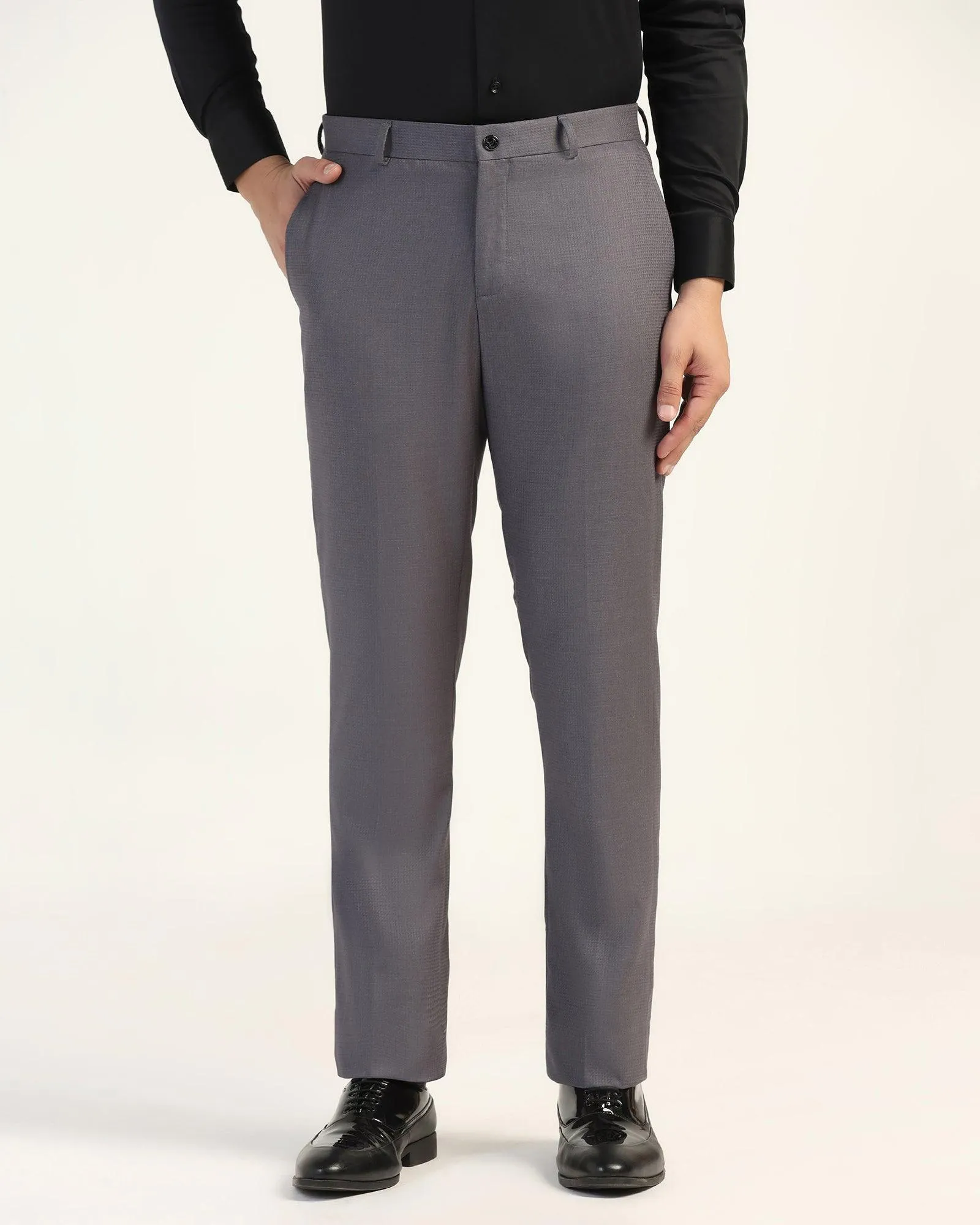 Slim Comfort B-95 Formal Grey Textured Trouser - Zeta