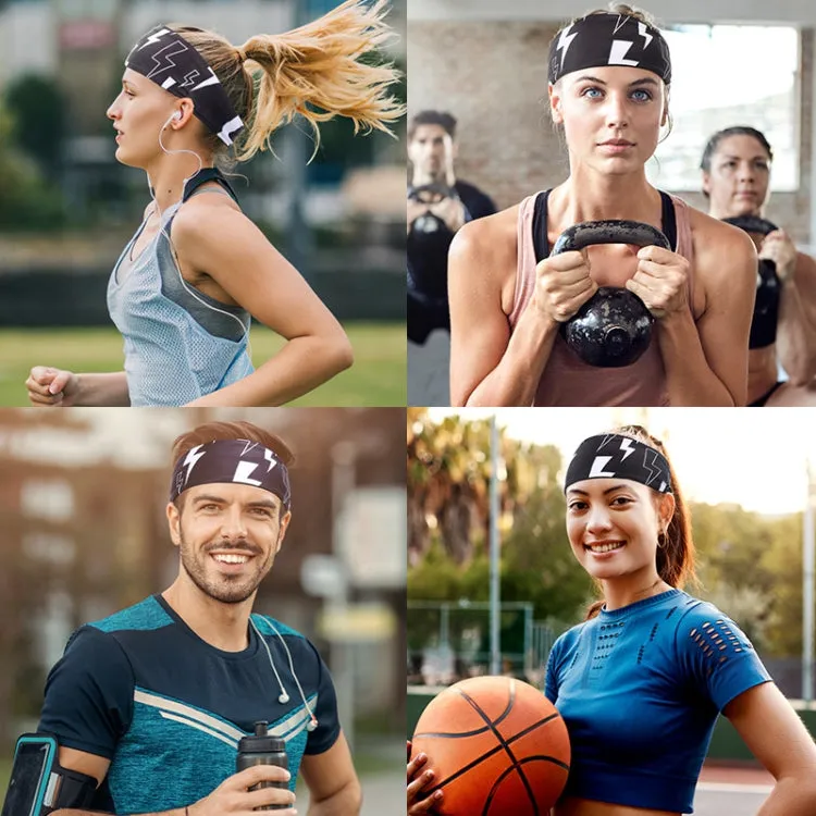 Sports Sweatband Fitness Antiperspirant Headband, Size: Lightning Black