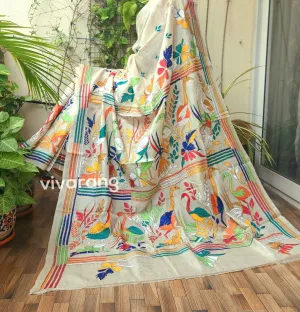 STORK FAMILY KANTHA SAREE