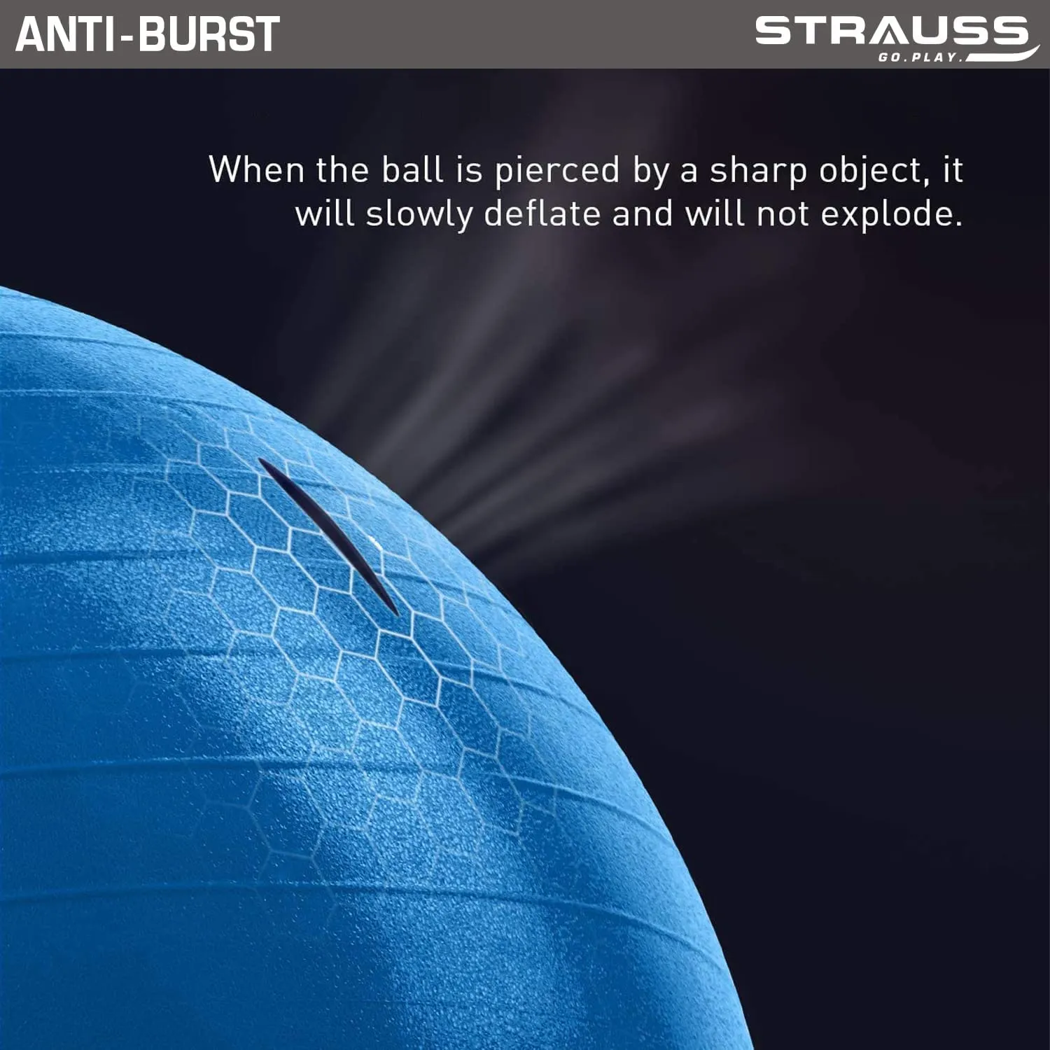 STRAUSS Anti Burst Gym Ball|Exercise Ball|Yoga Ball|Workout Ball, 75Cm (Blue), Pack of 2