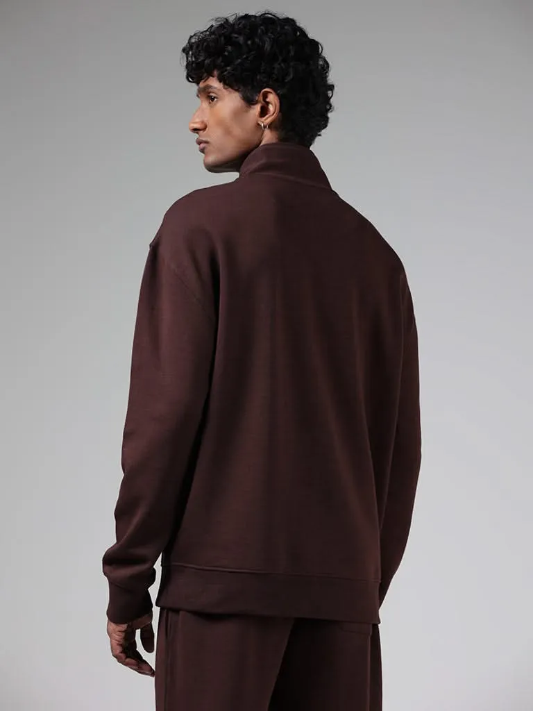 Studiofit Dark Brown Relaxed-Fit Turtle Neck Sweatshirt