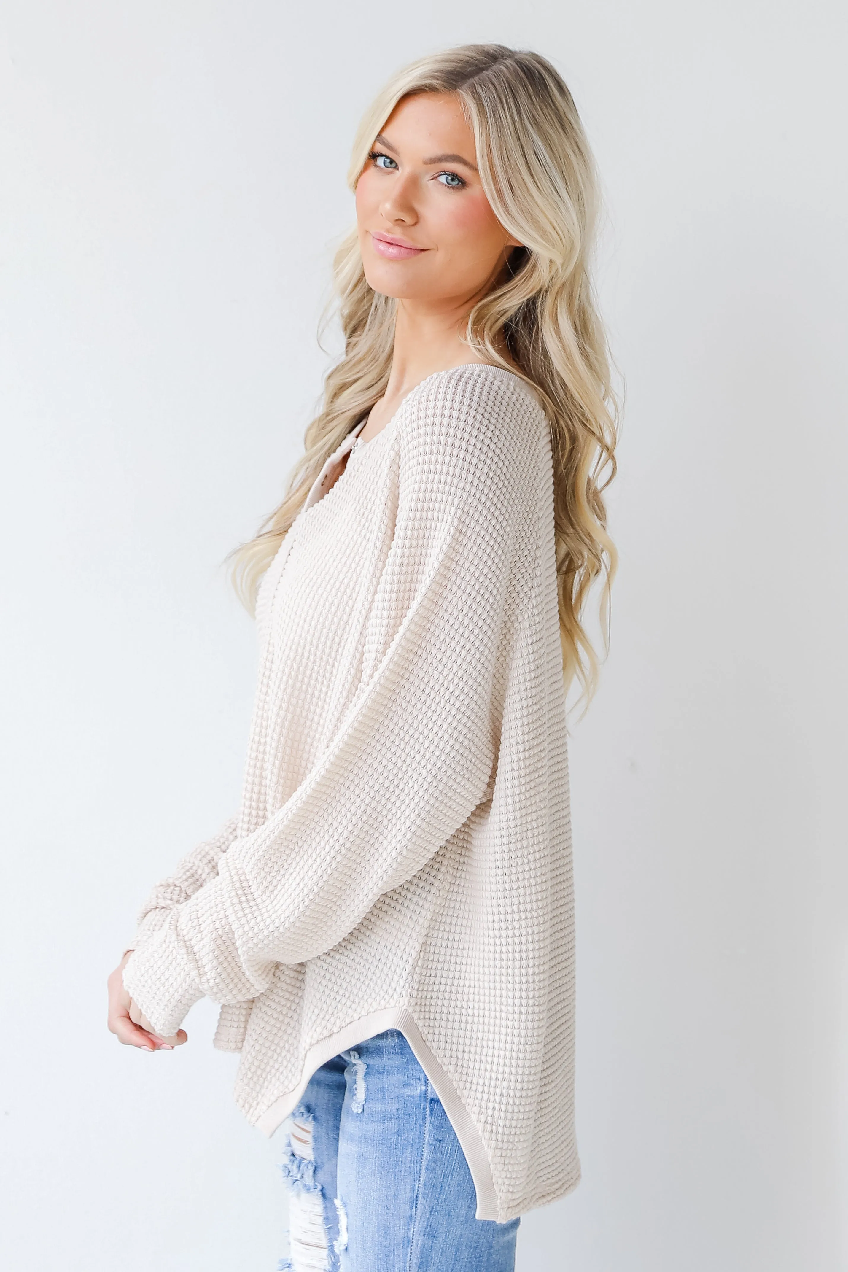 Style Starter Waffle Knit Henley Top