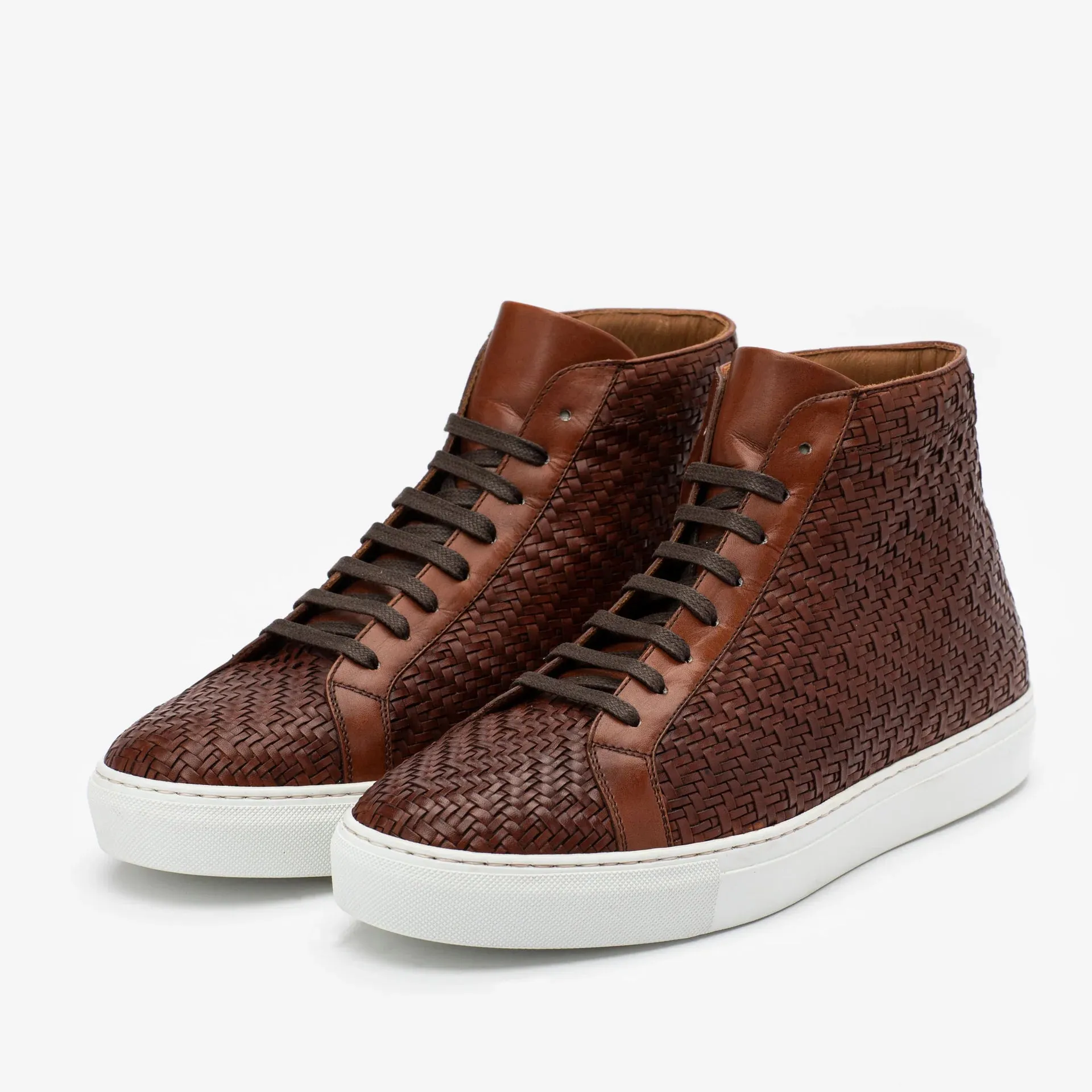 TAFT Brown Woven Hightop Sneaker