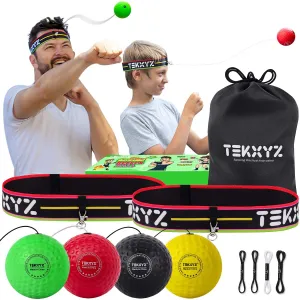 TEKXYZ Boxing Reflex Ball Family Pack | 2 Adjustable Headbands   2 Novice Reflex Balls   1 Veteran Reflex Ball   1 Boxer Reflex Ball and More