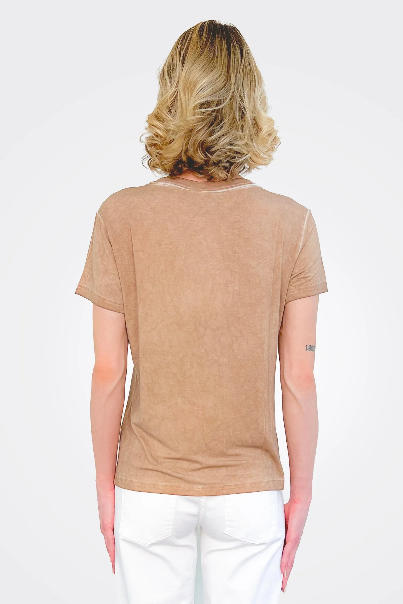 Tenna V Neck Shirt - Camel