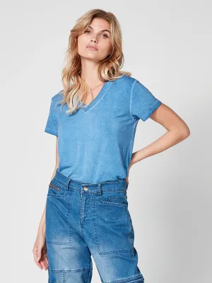 Tenna V Neck Shirt - Fresh Blue