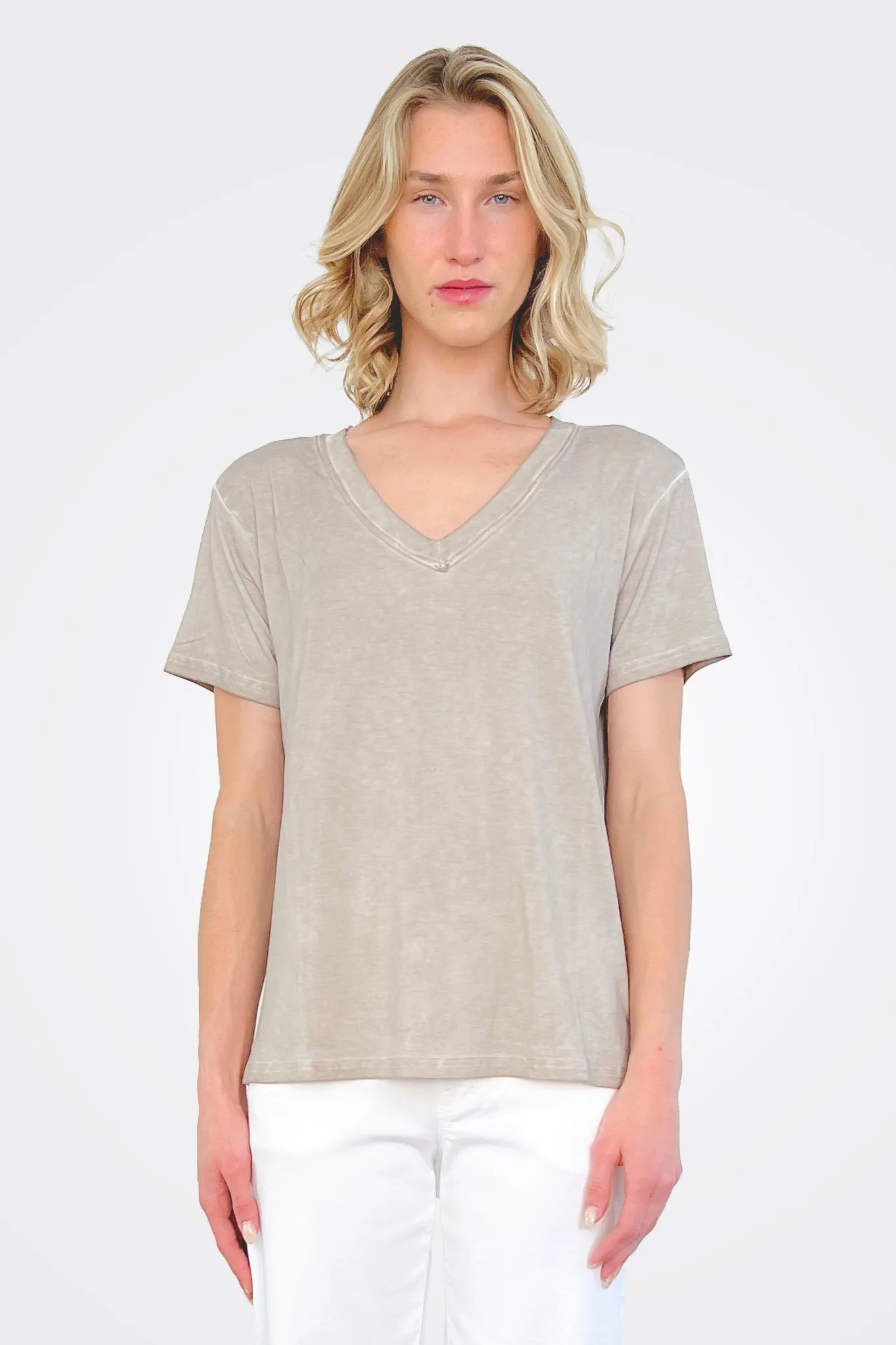 Tenna V Neck Shirt - Sea Sand