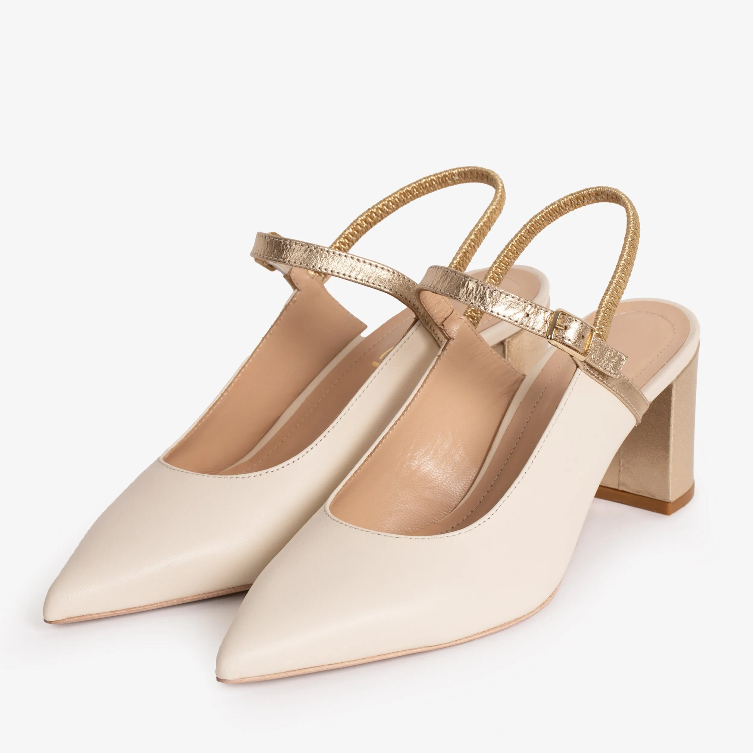 The Pompei Cream Leather Slingback Women Sandal