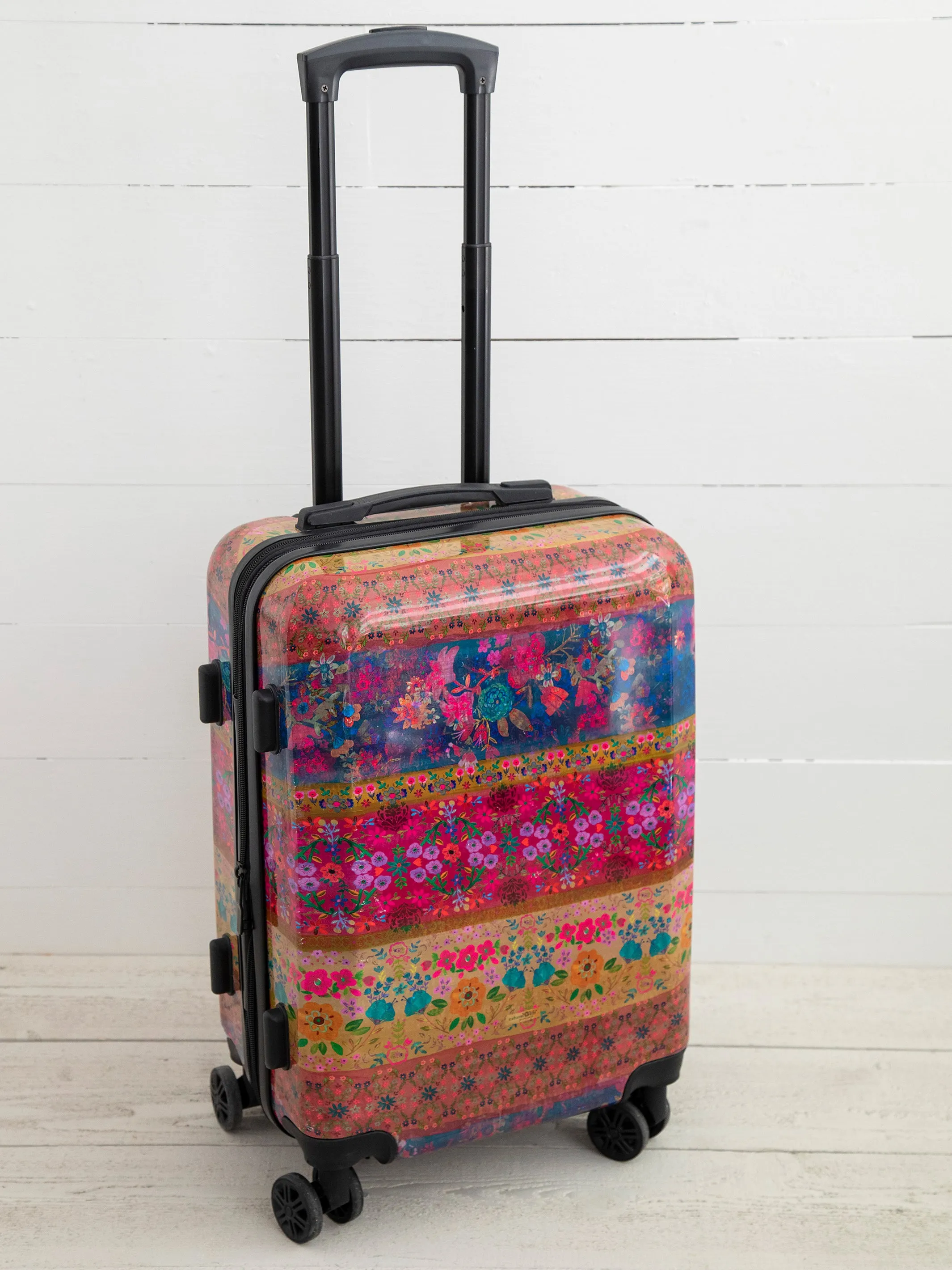 Travel Happy Carry-On Suitcase - Magenta Border