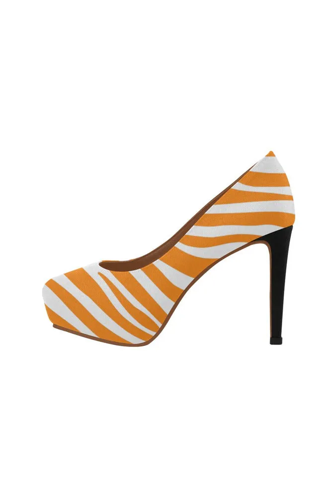 Turmeric Zebra Print and Black Heel Women's High Heels