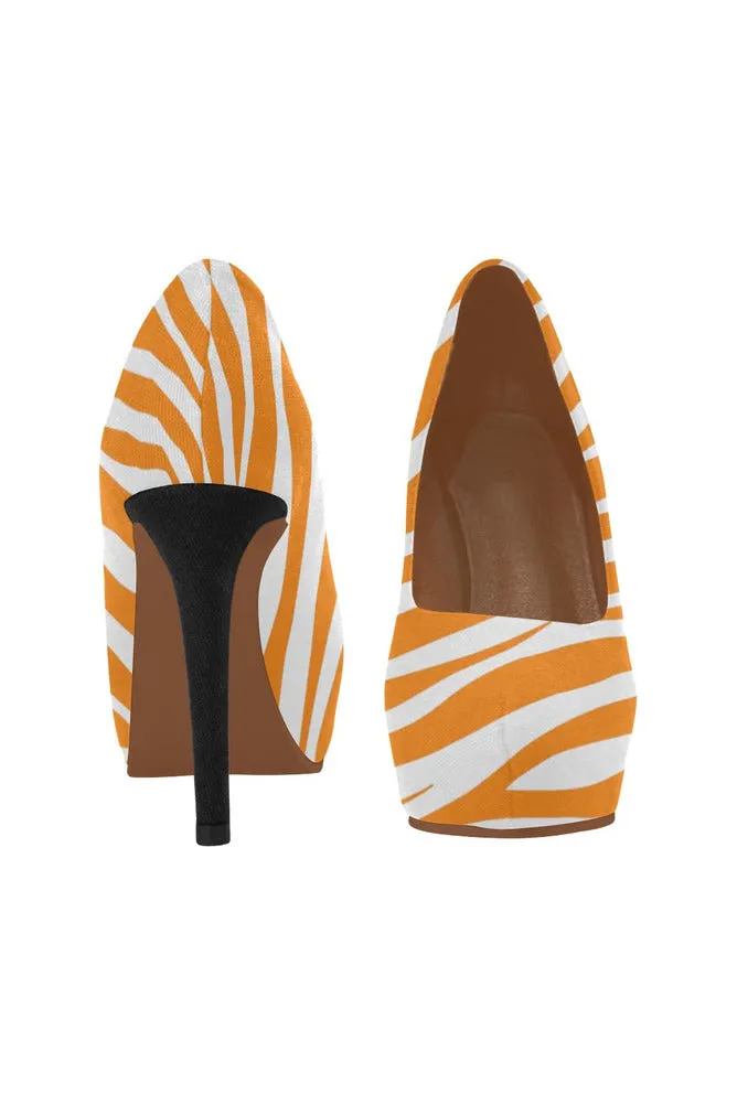 Turmeric Zebra Print and Black Heel Women's High Heels