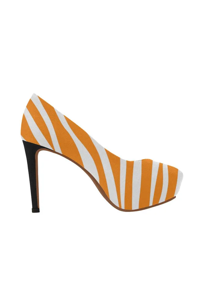 Turmeric Zebra Print and Black Heel Women's High Heels