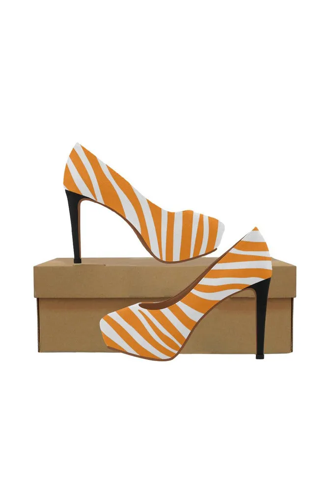 Turmeric Zebra Print and Black Heel Women's High Heels