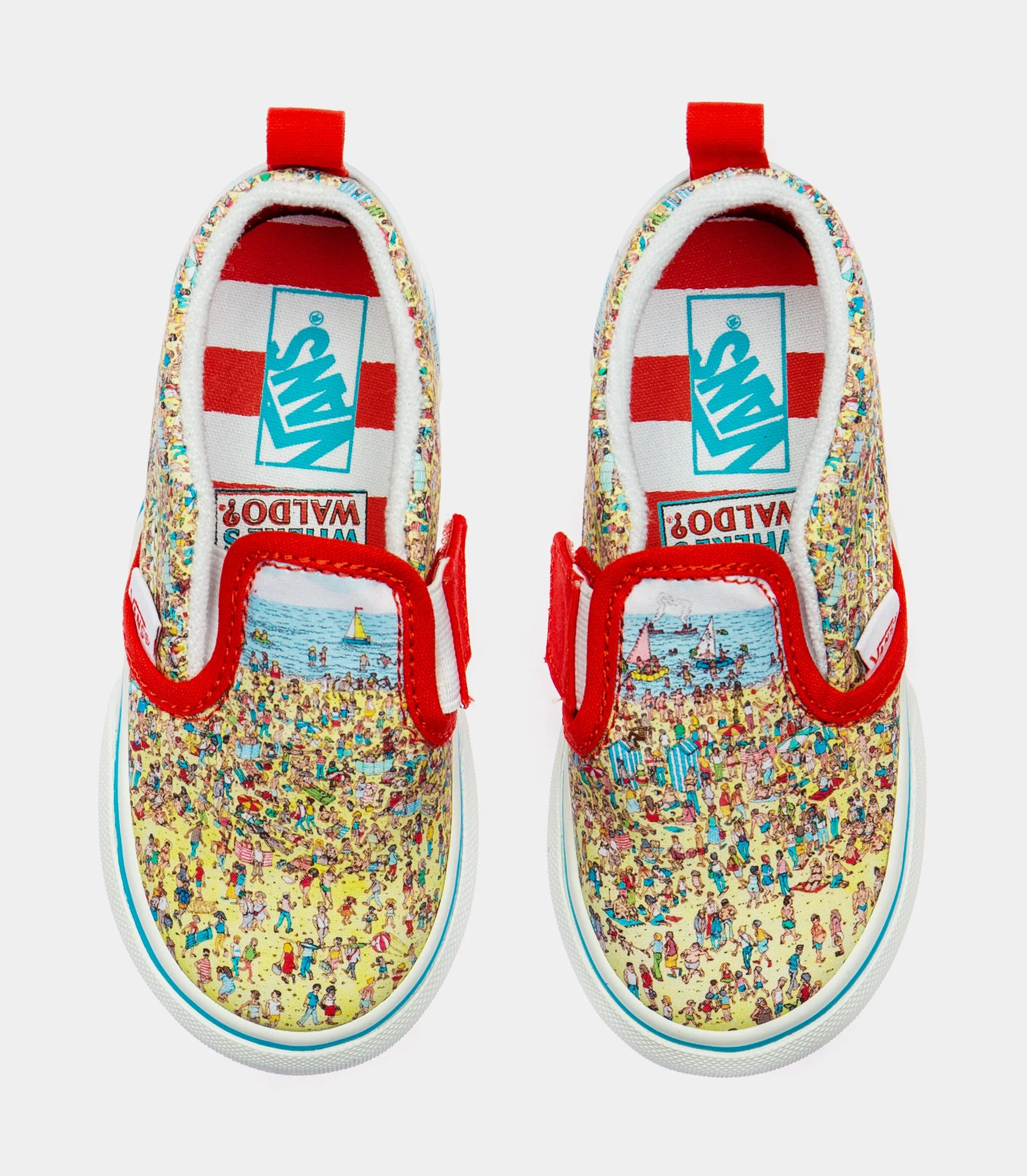 Vans X Where's Waldo? Classic Slip-On Infant Toddler Lifestyle Shoe (Yellow/Blue/Red)