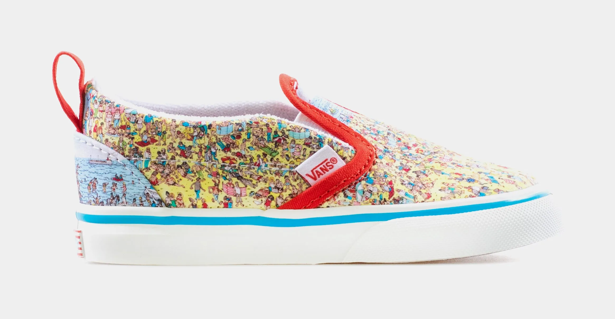 Vans X Where's Waldo? Classic Slip-On Infant Toddler Lifestyle Shoe (Yellow/Blue/Red)