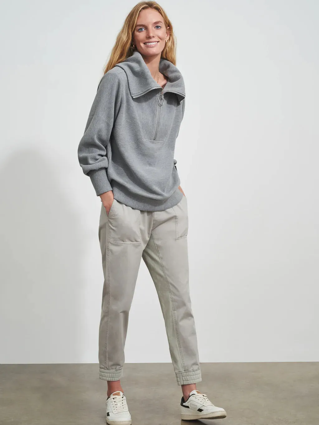 Vine Half Zip Grey Marl